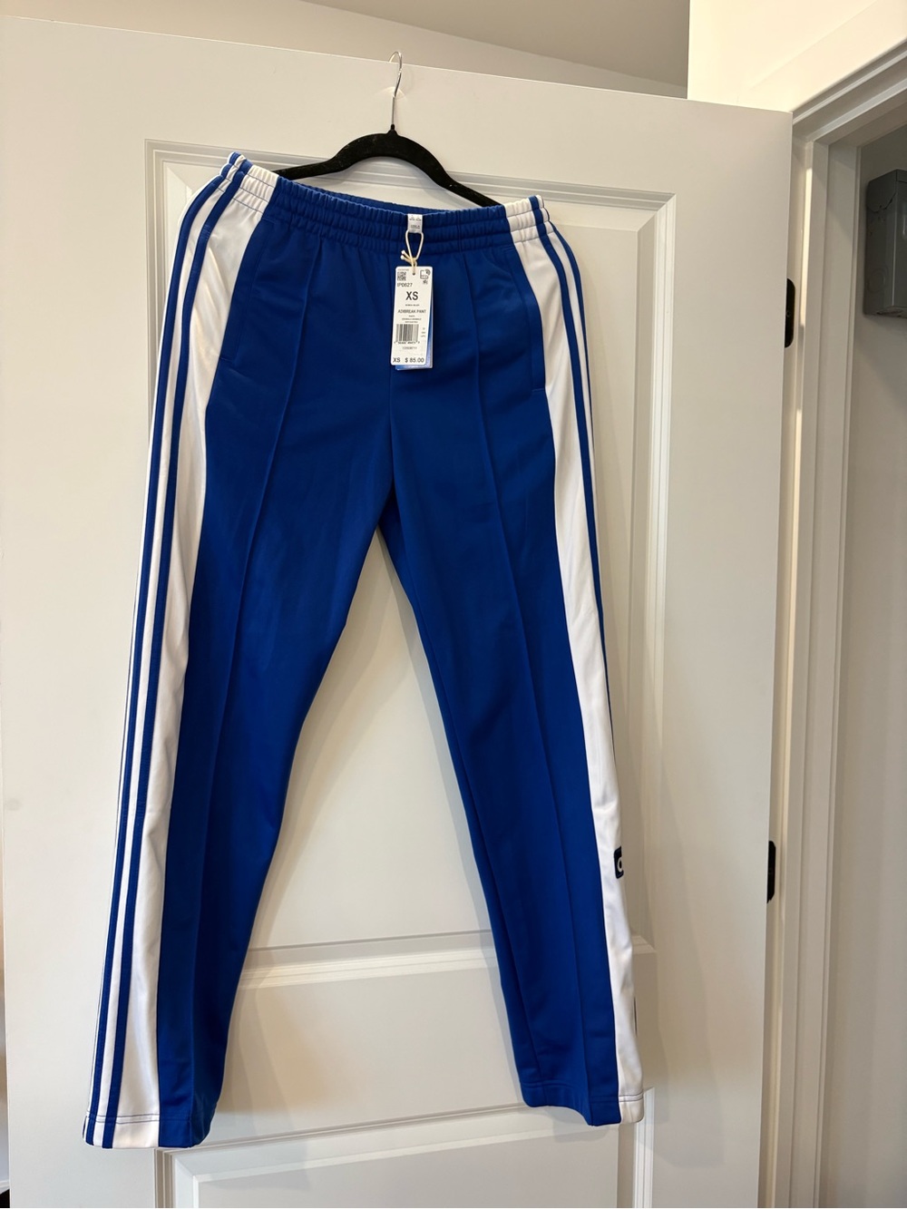 adidas Blue Track Pants with White Side Stripes